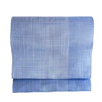 ［ まつり対象商品 ］能登上布   八寸名古屋帯  /  千鳥格子　水色