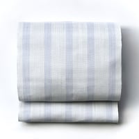 ［ まつり対象商品 ］能登上布   八寸名古屋帯  / 太縞万筋　薄青