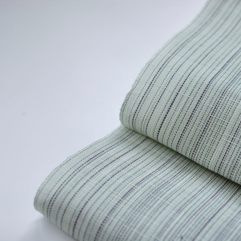 まつり対象商品 ］能登上布 八寸名古屋帯 / 乱れ縞 白緑 | 能登上布