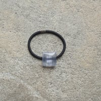 ヘアゴム　浮布〔clear cloth〕 小 / 四角　縞　水色