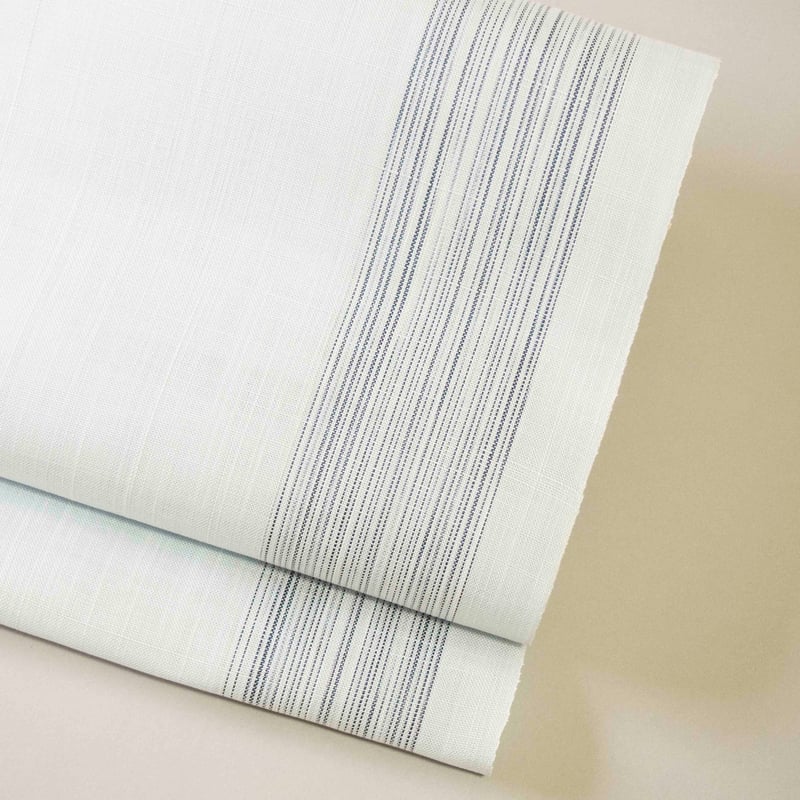 織元在庫品 ］能登上布 八寸名古屋帯 / 乱れ縞 白 | 能登上布