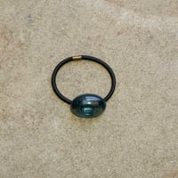 ヘアゴム　浮布〔clear cloth〕 小 / 楕円　縞　青