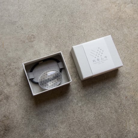 ヘアゴム　浮布〔clear cloth〕 大 / 楕円　三筋縞　黄緑