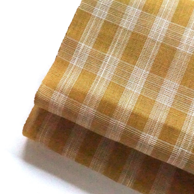 まつり対象商品 ］能登上布 八寸名古屋帯 / 細網代格子 山吹 | 能登上