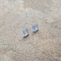 ピアス　浮布〔clear cloth 〕/  丸四角 縞　淡青