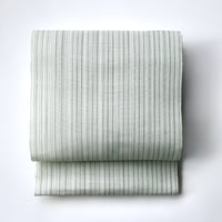 ［ まつり対象商品 ］能登上布   八寸名古屋帯  / 乱れ縞　白緑