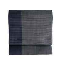 ［ 織元在庫品 ］能登上布   八寸名古屋帯  /  千鳥格子　紺