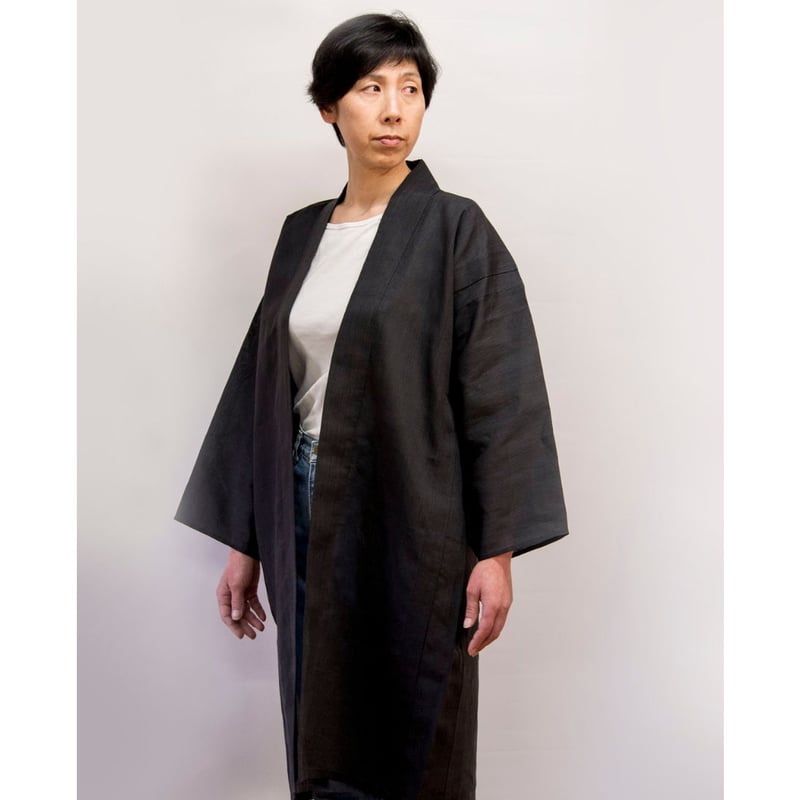 羽織コート / 縞 黒 | 能登上布 公式ONLINE STORE 羽織コート / 縞 黒 | 能登上布 公式ONLINE STORE