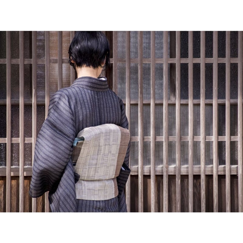 織元在庫品 ］能登上布 着物反物 / 蚊絣 91通り 薄錆 | 能登上布