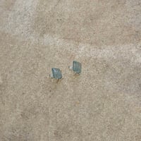 イヤリング　浮布〔clear cloth 〕/  丸四角 縞　緑青