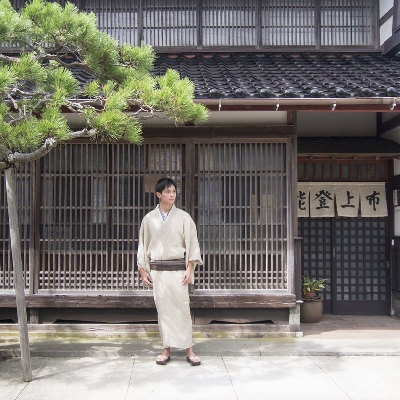 夏着物　能登上布　着物 織元在庫品 ］能登上布 着物反物 / 光陰縞 白 | 能登上布 公式