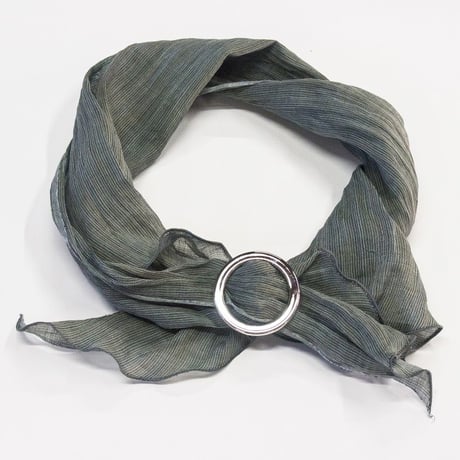 スカーフ / 万筋 縞　灰緑