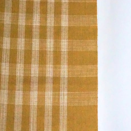 ［ まつり対象商品 ］能登上布   八寸名古屋帯  /  細網代格子　山吹