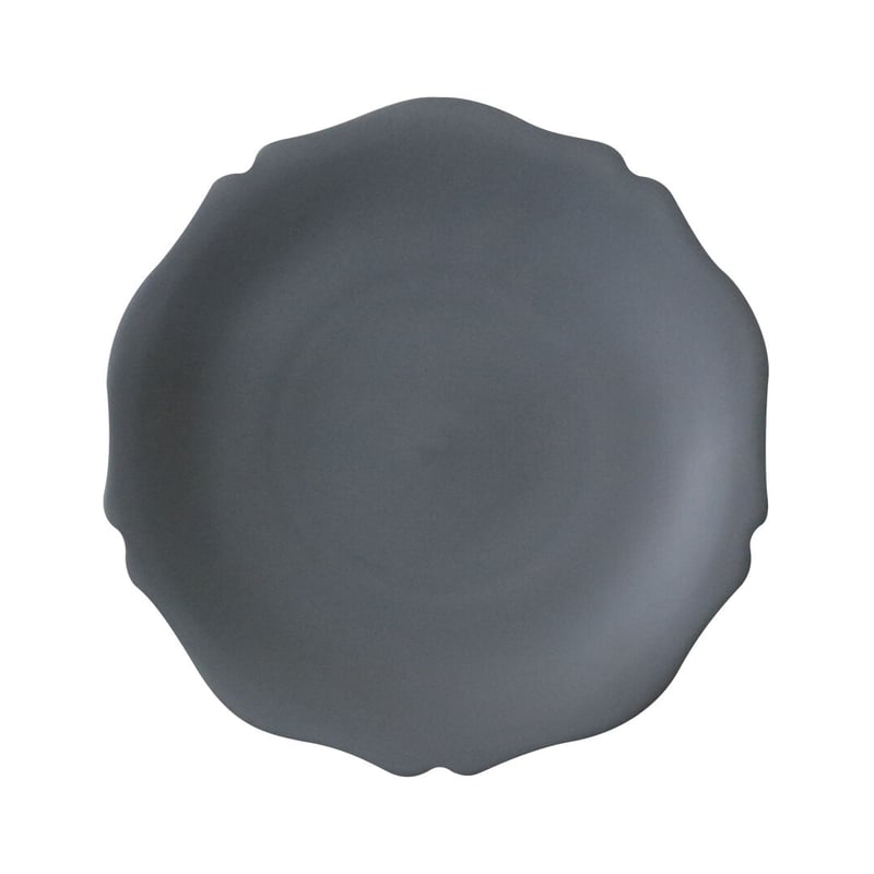 meimei-ware 25.5盛皿 輪花（黒錆マット） M44903 | 小田陶器 