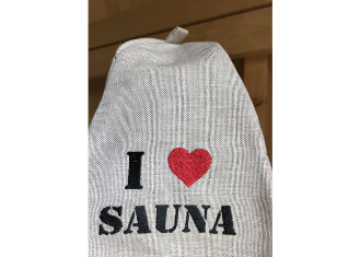 I ❤️ SAUNA サウナハット アイボリー サウナハット 【アイラブサウナ】 リネン | Metos Sauna Soppi