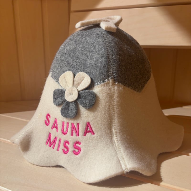 サウナハット【MISS SAUNA モノクロピンク】 フェルト | Metos Sauna S