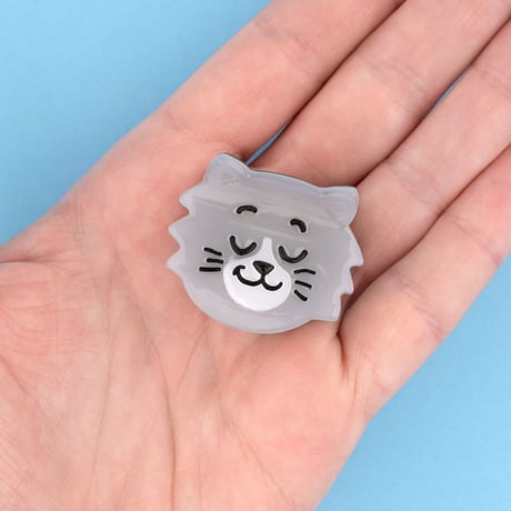 CoucouSuzette/グレー猫顔クリップ（小）【送料無料】再入荷「3月25日再入荷予定」
