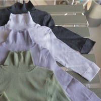 homspun 丸胴テレコのリブハイネックTシャツ(5分袖)
