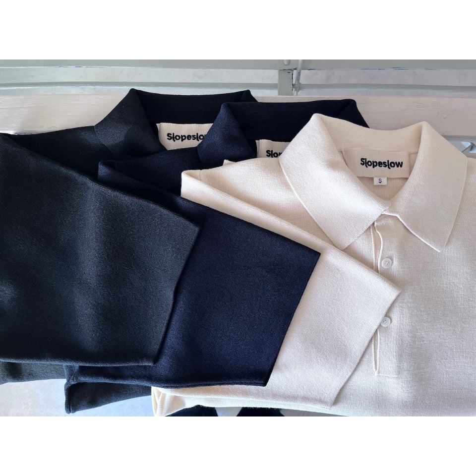 Slopeslow / 和紙x強撚ウールのミラノリブポロシャツ | Si Tu  