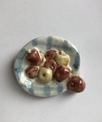 小菅幸子ブローチ「リンゴ皿」チェック