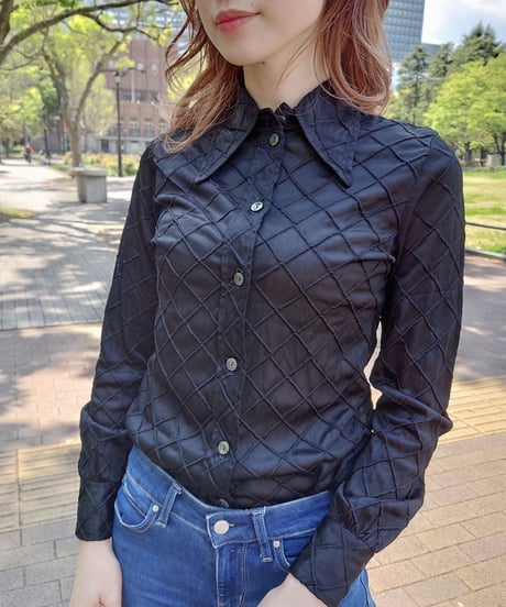 70's  Black quilting blouse