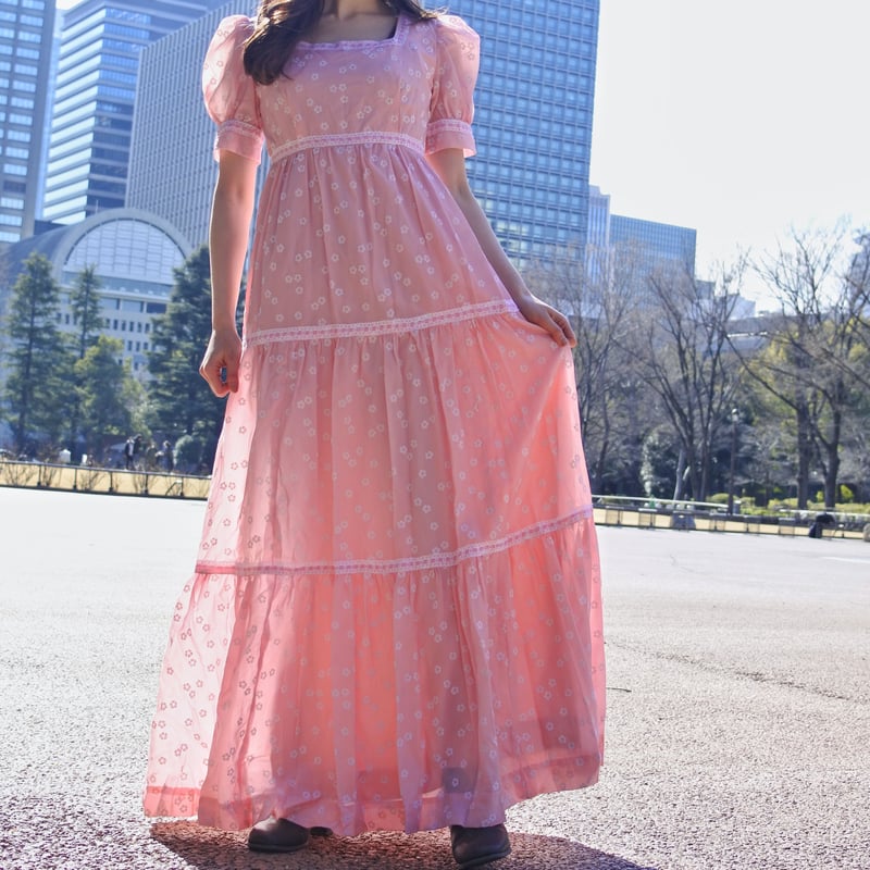 Flower pink ribon dress | JuLilliy Vintage