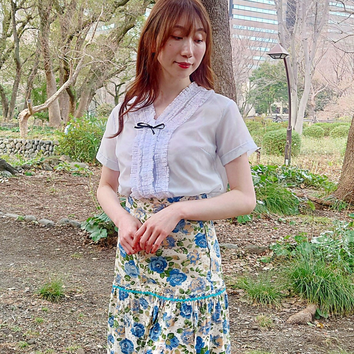 Nylon frill ribbon blouse | JuLilliy Vintage