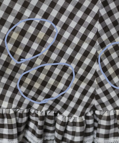 70's Gingham ribbon brown dress