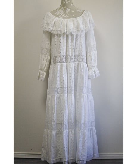 70's Cotton white dress