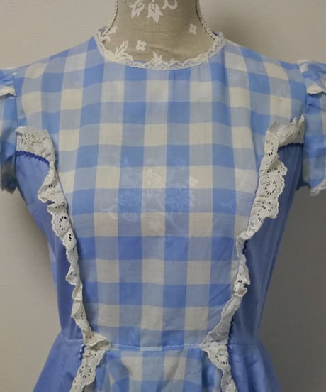 70′s Gingham alice blue dress