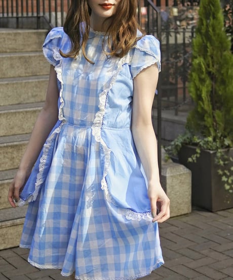 70′s Gingham alice blue dress