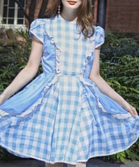70′s Gingham alice blue dress