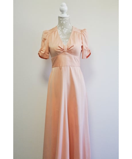 70's Ribbon salmon pink dress