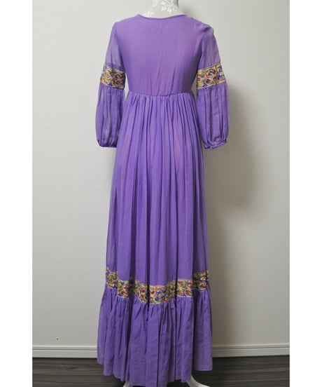 70′s Embroidery purple dress