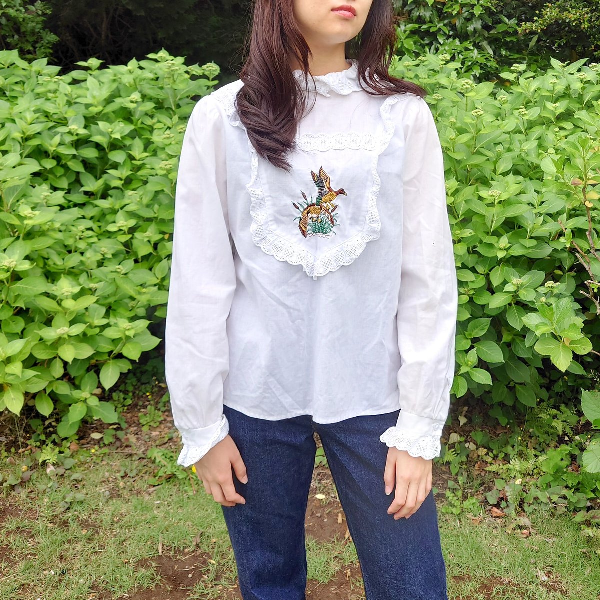 Duck×frill embroidery blouse | JuLilliy Vintage