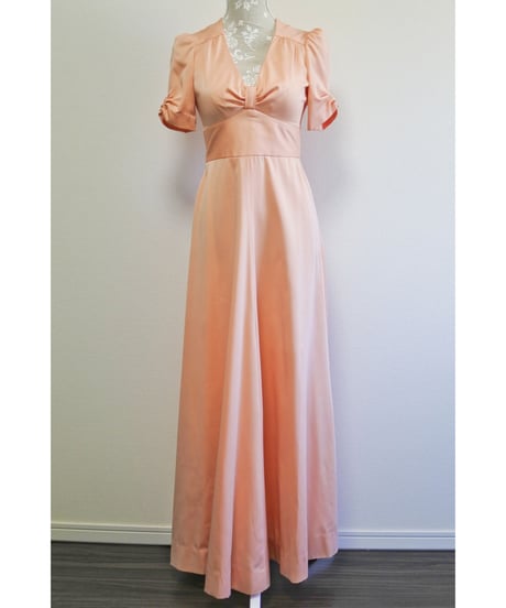 70's Ribbon salmon pink dress