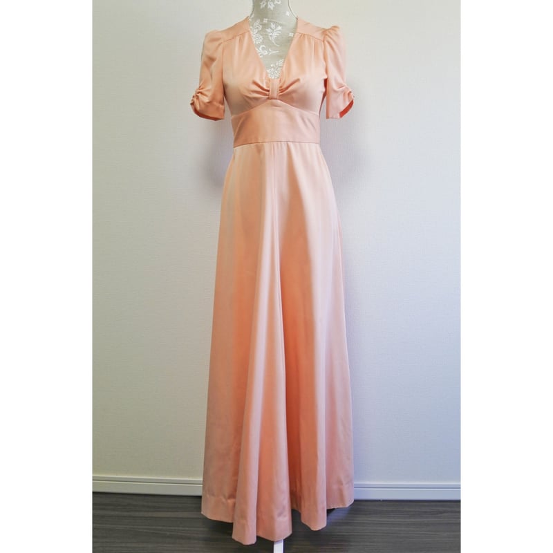 70's Ribbon salmon pink dress | JuLilliy Vintage