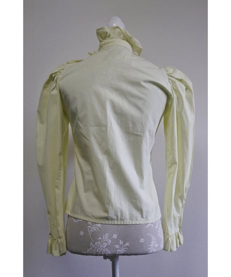 70's Yellow-green Frill lovely blouse