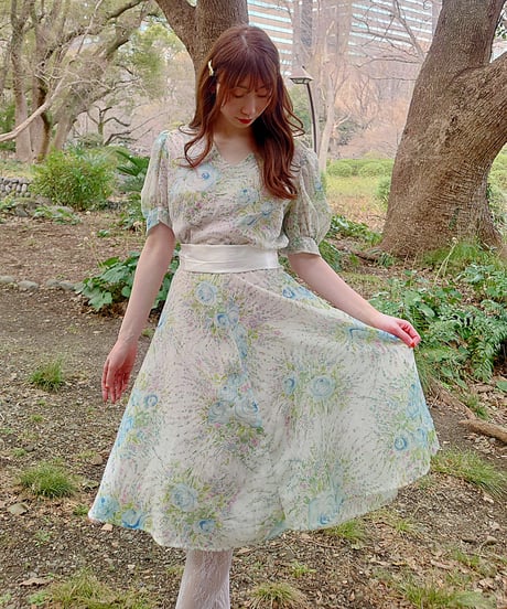 Flower cotton chiffon dress