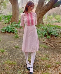 Smocking×Stripe pink dress