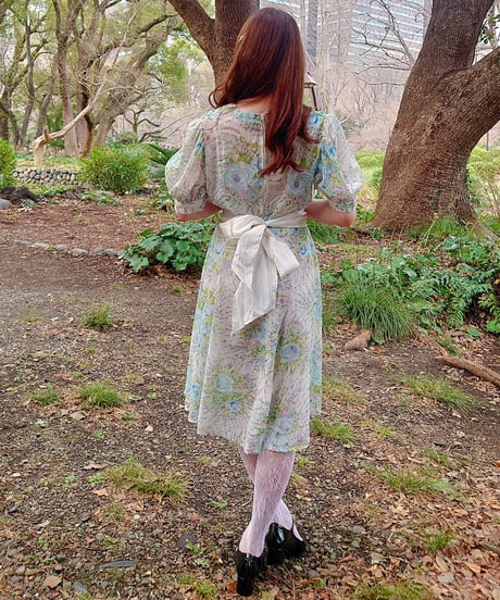 Flower cotton chiffon dress