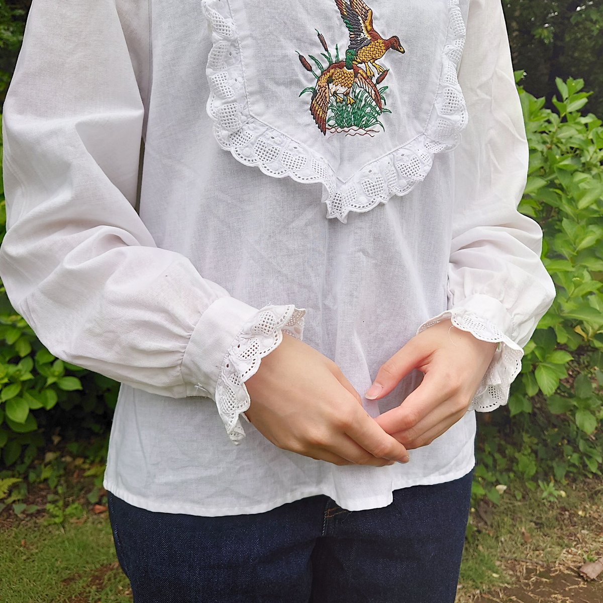 Duck×frill embroidery blouse | JuLilliy Vintage