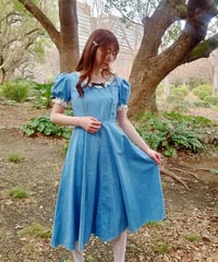70’s Small ribbon blue dress