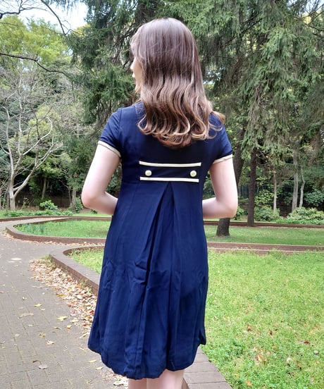 50's Navy×White marine dress