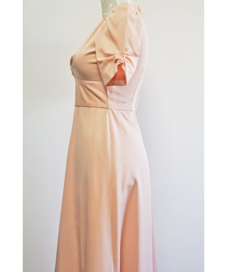 70's Ribbon salmon pink dress