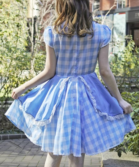 70′s Gingham alice blue dress