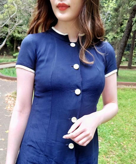 50's Navy×White marine dress