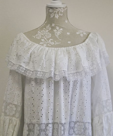 70's Cotton white dress