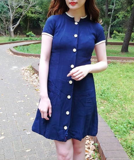 50's Navy×White marine dress
