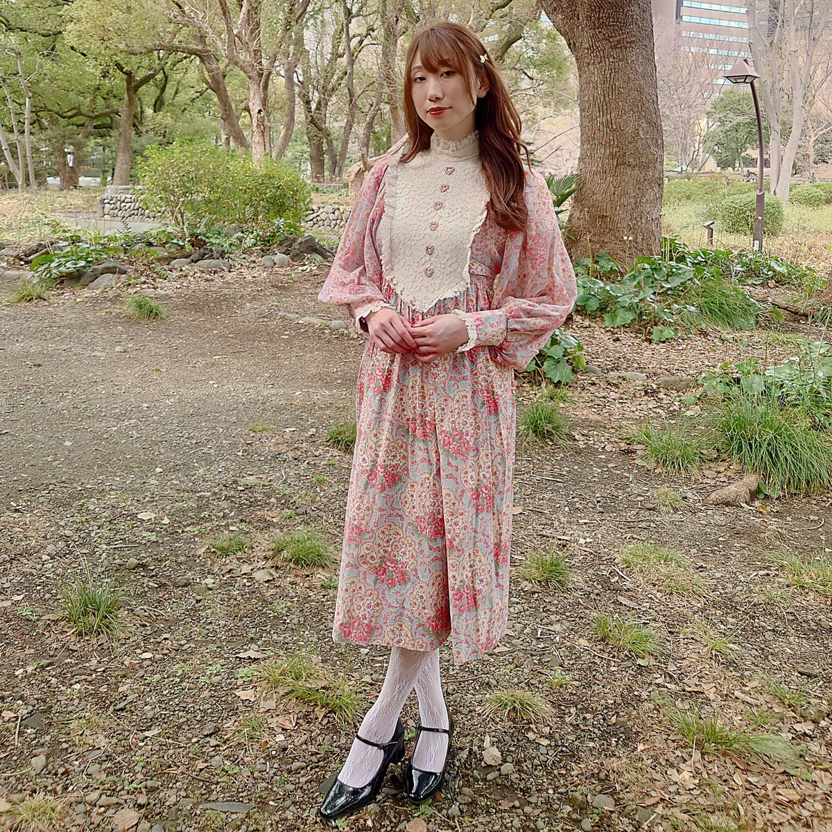 70's Heart embroidery flower lace dress | JuLil
